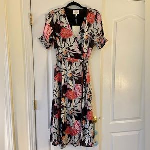 NWT BOHME floral wrap midi dress - size L